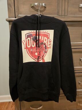 Black Graphic Pullover Hoodie with Red Shield Print Of I SHOW SPEED(Youtuber)